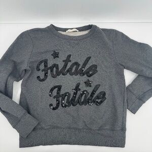 Vicolo Sweatshirt Women Medium Gray Fatale Sequins Pullover Italy Crew Neck